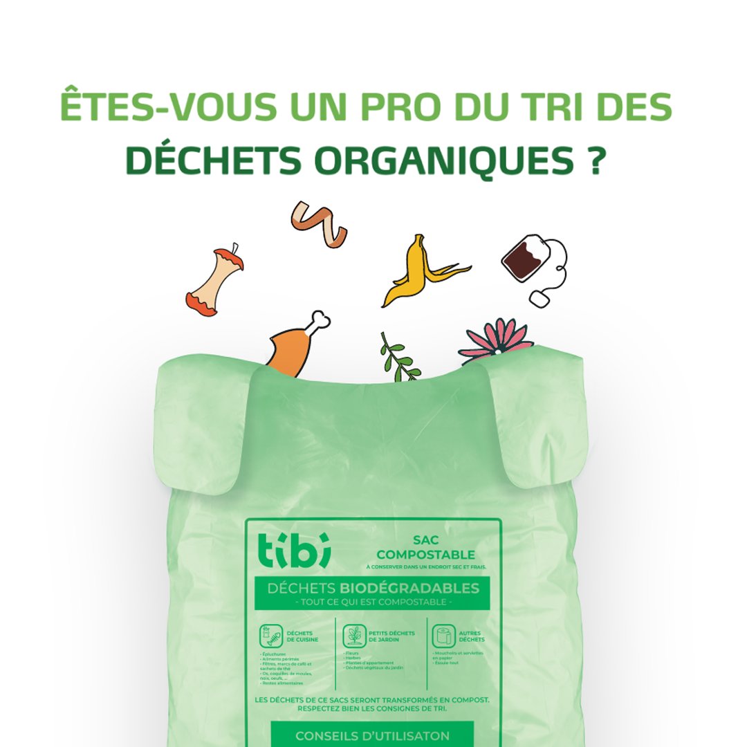 Le sac vert Tibi pour la nouvelle collecte des déchets organiques