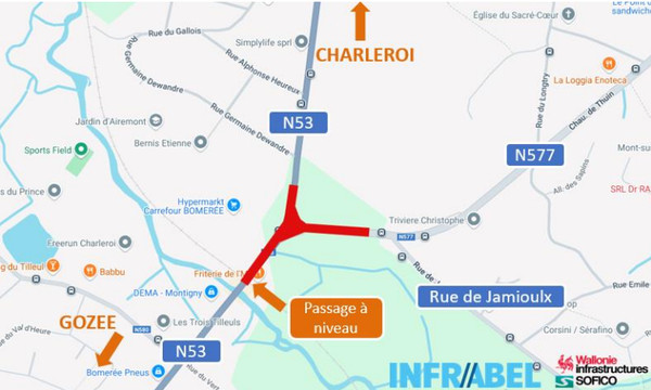 Montigny: la N53 et le rail coupés pour travaux dès le 19 juin