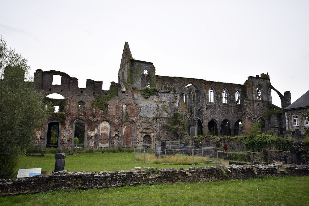 Le chantier de rénovation de l'Abbaye d'Aulne à l'arrêt à cause... d'un faucon pèlerin
