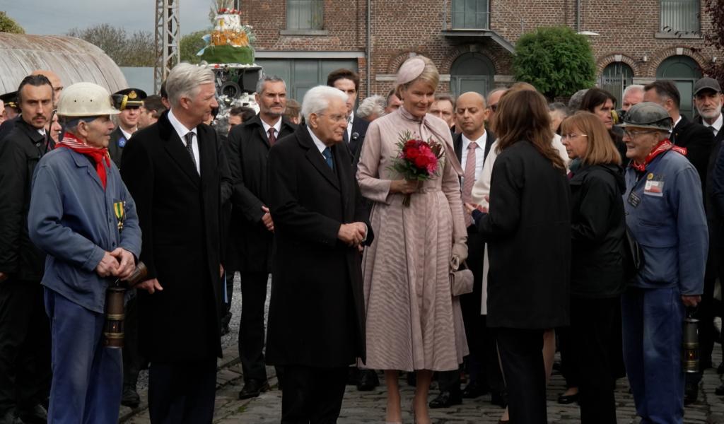 Le président italien, le roi Philippe et la reine Mathilde en visite au Bois du Cazier