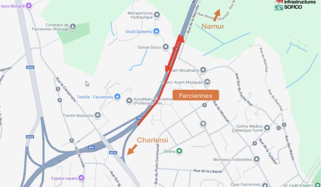 Farciennes : Chantier sur la N90 à partir de lundi prochain