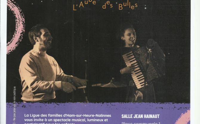 Ham-sur-Heure-Nalinnes : un spectacle musical pour enfants avec "L’aube des bulles"